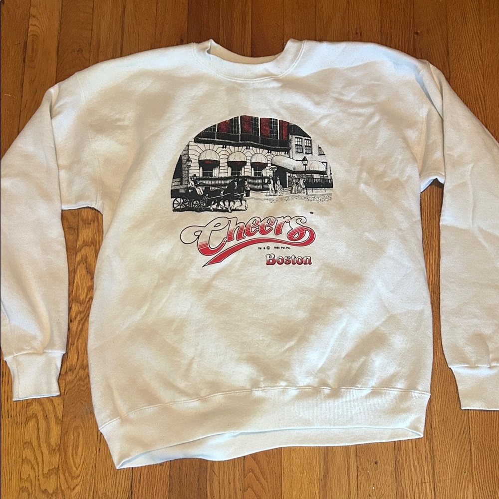Vintage 80s 90s Cheers Boston Bar Sweatshirt White Heavyweight TV Show